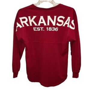 Arkansas 1836 Spirit Size XS Red Long Sleeve V Neck Pullover Shirt Top Jersey